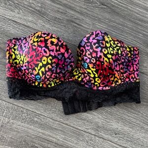VTG Y2K PINK Victoria's Secret Multicolor Leopard Print Bra